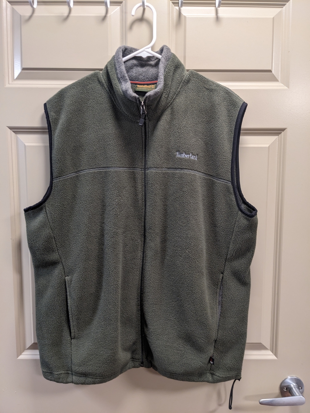 Timberland WeatherGear Olive Green Fleece Full Zip-Up Vest Size XL